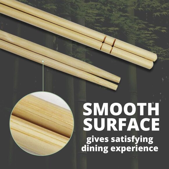Premium Disposable Bamboo Chopsticks – 9" Round, Individually Wrapped 100 Pairs - Picture 4 of 16